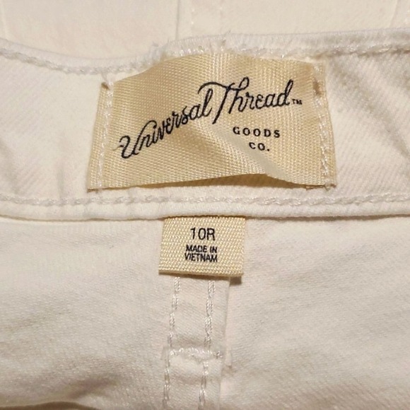 Universal Thread Mom Jeans High Rise Ankle Fray Hem White Denim - Picture 7 of 10